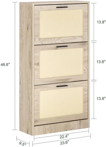 Vista 3 de Haotian Zapatero para Entryway-FSR137 (Beige, 3 Cajones)