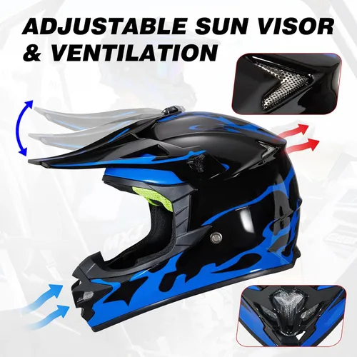 Vista 7 de Casco de Bicicleta de Tierra para Jóvenes Niños para Niños y Niñas, F001 Casco de Motocicleta de Cara Completa para Todoterreno ATV Conducción