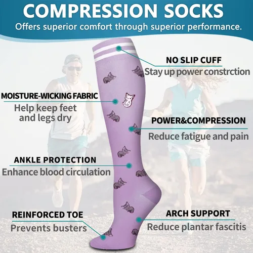 Vista 5 de Paquete de 6calcetines de compresión, con cobre, para mujeres y hombres, el mejor apoyo para médicos, correr, enfermería, atletismo