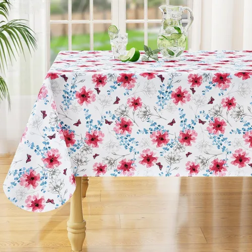 Vista 42 de misaya Mantel rectangular de vinilo impermeable, mantel lavable con reverso de franela, mantel de plástico para cena, picnic, interior y exterior