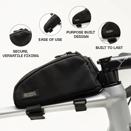 Vista 4 de PACK2RIDE TopRock - Bolsa de bicicleta de tubo superior de 1 litro Negro