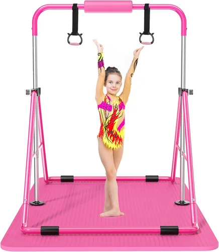 Vista 10 de Safly Fun Foldable Gymnastics Bar for Kids, Adjustable 35"-51", Sturdy 145 lbs Capacity, Easy-to-Assemble, Gymnastics Equipment for Kids for