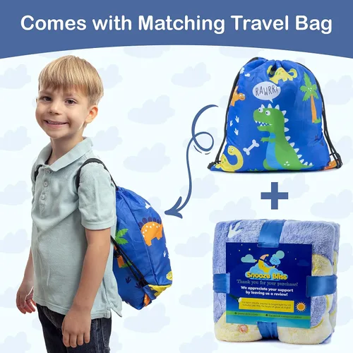 Vista 2 de Manta de dinosaurio que brilla en la oscuridad para niños, manta suave de forro polar azul. Gran regalo de dinosaurio para niños, nietos, bebés