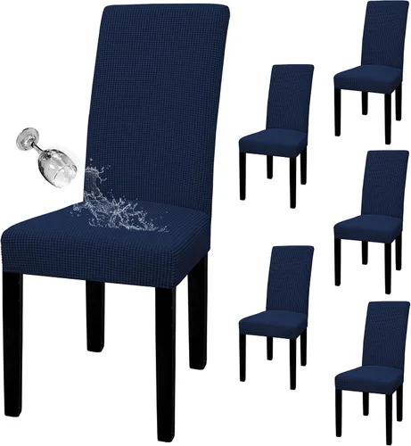 Vista 23 de Easy-Going - Juego de 2 fundas para sillas de comedor 100% impermeables, de tela Jacquard elástica, fundas protectoras removibles y lavables