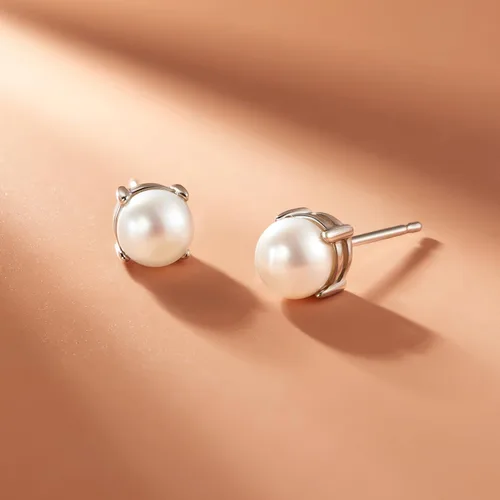Vista 5 de Amazon Essentials Aretes redondos de plata de ley con piedra natal (anteriormente colección Amazon)