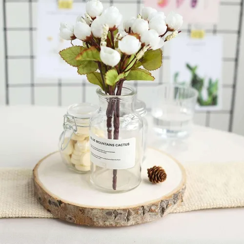 Vista 2 de Efavormart - Losas de madera de álamo rústicas redondas de 9 pulgadas de diámetro, decoración de mesa natural para bodas y eventos