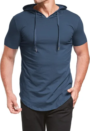 Vista 5 de Aiyino Men's S-5X Short Sleeve Fashion Athletic Hoodies Sport Sweatshirt Hip Hop Pullover