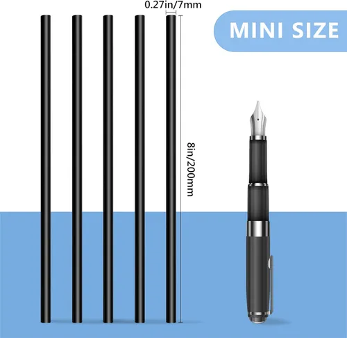 Vista 2 de Manarty Palitos de pegamento caliente negro, 24 unidades de tamaño mini de 0.27 pulgadas de diámetro x 8 pulgadas de largo, pegamento de goma EVA