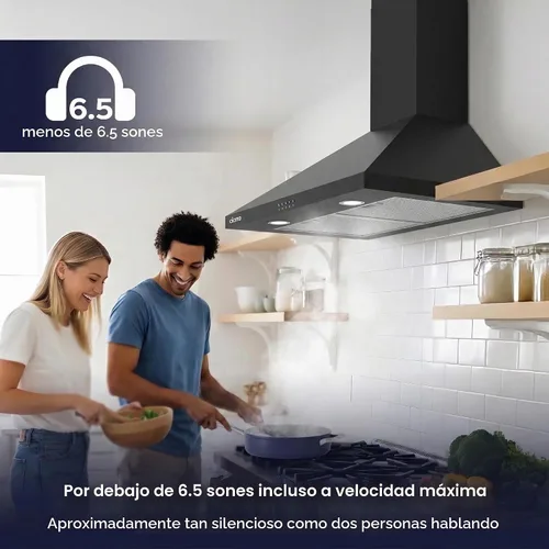 Vista 3 de CIARRA Campana extractora negra de montaje en pared de 30 pulgadas, 550 CFM, campana de ventilación con 2 luces LED para cocina, ventilador de 3