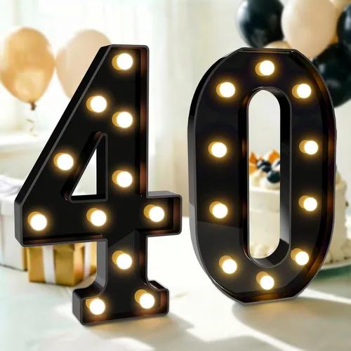 Vista 79 de Pooqla - Números iluminados negros, decoraciones de cumpleaños 50 para hombres Number 50