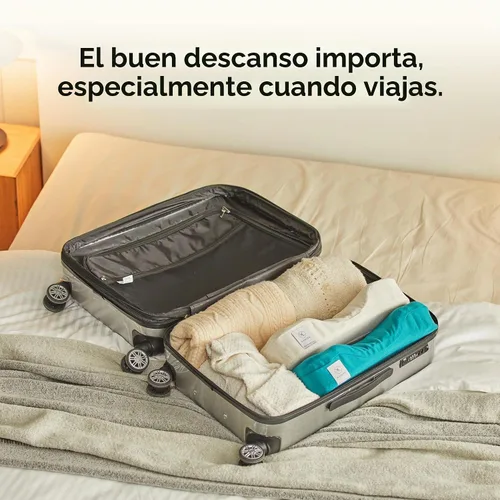 Vista 5 de Kanuda Mini almohada portátil (avena) – Almohada cervical ortopédica compacta para viajes, soporte firme de espuma viscoelástica con terapia CV4