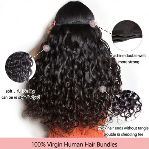 Vista 4 de Paquetes de cabello humano onda de agua 4 paquetes 10 12 14 16 pulgadas 10A brasileño virgen rizado profundo paquetes 100% sin procesar mojado