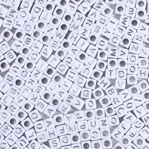 Vista 5 de 1000 cuentas acrílicas de letras pequeñas, cubo, letras acrílicas del alfabeto para hacer joyas, cuentas del alfabeto (colorido/dorado)