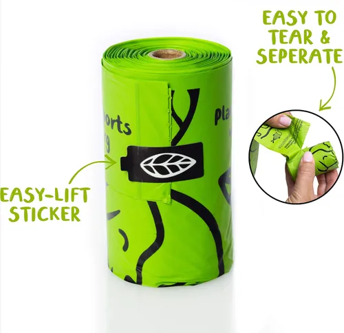 Vista 6 de PLANET POOP Home Bolsas compostables para excrementos de perro para mascotas pequeñas, 60 bolsas de basura de perros de tamaño mini con asas, bolsa