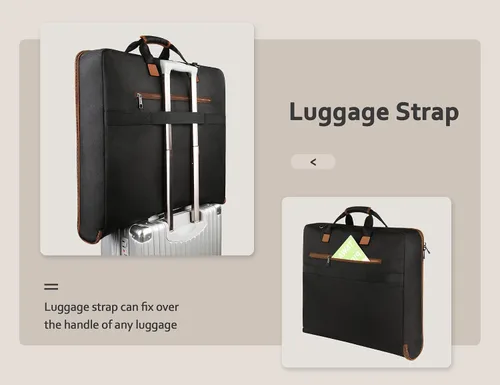 Vista 6 de MATEIN Bolsas de ropa de mano para viajes, bolsa de traje con correa de hombro ajustable desmontable, bolsa de equipaje plegable impermeable