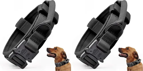 Vista 21 de Collar táctico para perro, collar ajustable de nailon para entrenamiento militar con mango de control y hebilla metálica de liberación rápida pesada