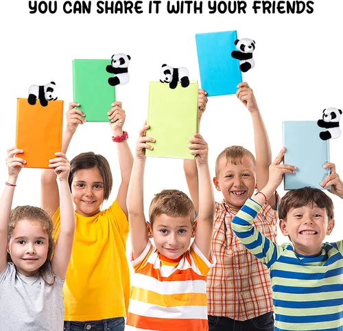 Vista 5 de 12 piezas de panda de dedo de peluche de 4 pulgadas, clips de cortina para notas, clips para fotos, lindo juguete de panda para niños, decoración