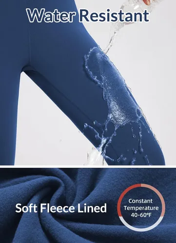 Vista 25 de baleaf Leggings con forro polar para mujer, impermeables, pantalones de senderismo de invierno, mallas térmicas para correr, bolsillos