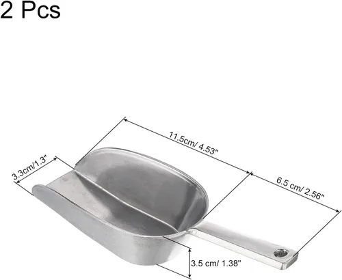 Vista 2 de PATIKIL Cucharas de hielo, paquete de 2 palas de aluminio de 7.09 pulgadas, pequeña máquina de hielo, harina, cereales, azúcar, palas para cocina