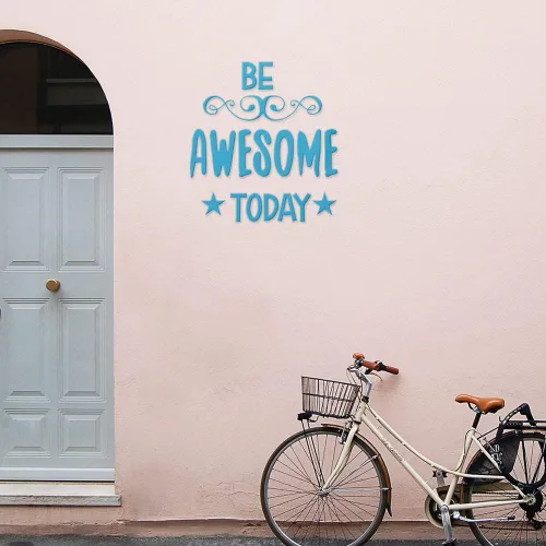 Vista 6 de Decal Stickers of Be Awesome Today (Azure Blue) (Set of 2) Premium Waterproof Vinyl Decal Stickers for Laptop Smartphone Car Dirt Bike Wall Room