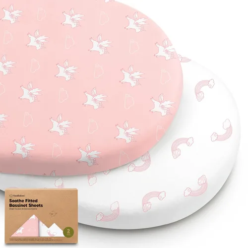 Vista 40 de Paquete de 2 sábanas orgánicas para cuna para niños, niñas, sábana bajera (lino azul) 100% Cotton Bassinet Mattress Sheets, Compatible with Halo