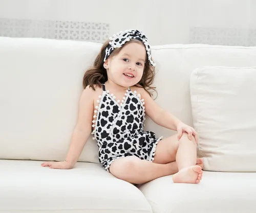 Vista 34 de UNICOMIDEA 6M-3T Traje sin espalda para bebé niña traje mameluco con diadema