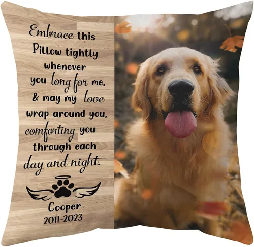 Vista 12 de Hyturtle Almohada personalizada conmemorativa de condolencia con inserción - 12"x12" impresa por ambas caras con nombre personalizado y foto