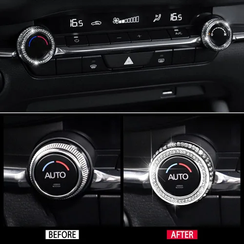 Vista 2 de CARFIB Para Mazda Bling Accessories 3 CX-5 CX-9 CX-30 CX5 CX9 CX30 AC Perillas Calcomanías Calcomanías Calcomanías Tapas Tapas Piezas Interior Del