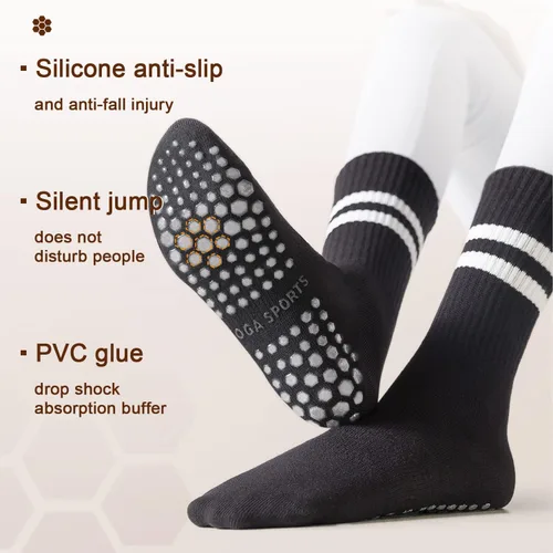 Vista 2 de Diu Life Paquete de 3 calcetines de pilates de yoga con agarres para mujer, antideslizantes, entrenamiento, barra pura, ballet, danza, calcetines