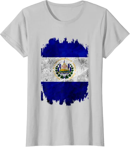 Vista 18 de Camiseta con bandera de El Salvador de El Salvador con diseño de bandera de El Salvador, Negro, S