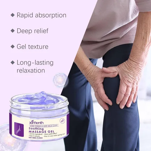 Vista 5 de Gel de masaje calmante para aliviar las articulaciones, gel morado que calma las rodillas, la lumbar, el cuello, las manos, los pies