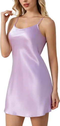 Vista 9 de THXSILK Camisón de seda para mujer, 100% seda de morera 19 Momme real, cuello redondo, tirantes delgados, camisón de seda para dormir Negro