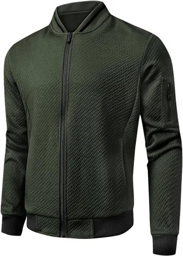 Vista 3 de SAVKOOV Chaqueta ligera de ajuste holgado para hombre, chaqueta bomber casual y elegante
