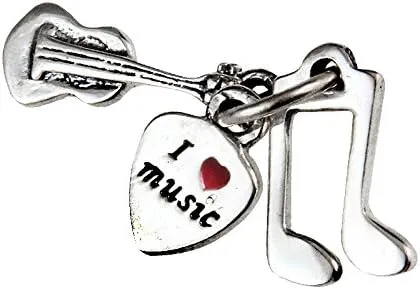 Vista 2 de SOUKISS Amo musical con corazón esmaltado rojo de plata de ley 925 con cuentas para pulsera Plata esterlina