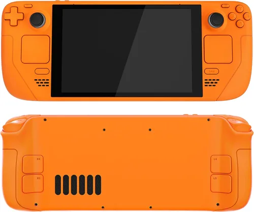 Vista 4 de eXtremeRate Carcasa trasera de placa frontal personalizada naranja para Steam Deck LCD, funda de repuesto de consola portátil, carcasa de juego