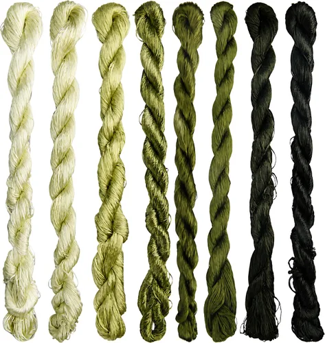 Vista 9 de Hilo de Seda Natural 100%, Hilo de Bordado Hecho a Mano, Seda Flocada 8 Colores 110m Cada Uno (61)