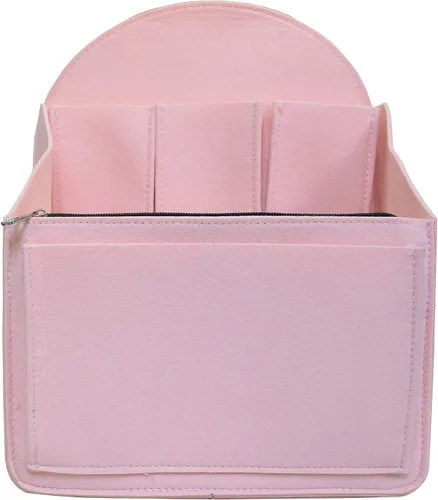 Vista 2 de Organizador de mochila de fieltro, organizador de bolso para hombres y mujeres, mochila mochila bolsa de hombro (rosa, pequeño)