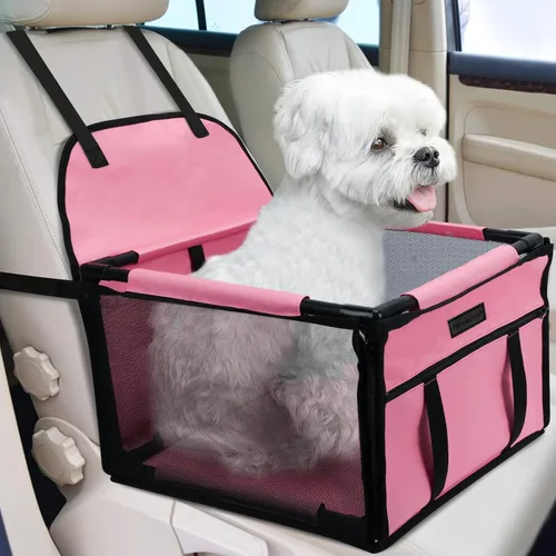 Vista 17 de Asiento de coche para perro, asiento elevador plegable para perro, impermeable, transpirable, bolsa de viaje Oxford para perros pequeños a medianos