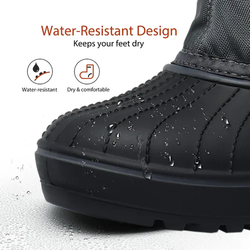 Vista 3 de DREAM PAIRS Botas de nieve de invierno para mujer, con cordones, impermeables, aisladas, botas de pato a media pantorrilla con forro de piel