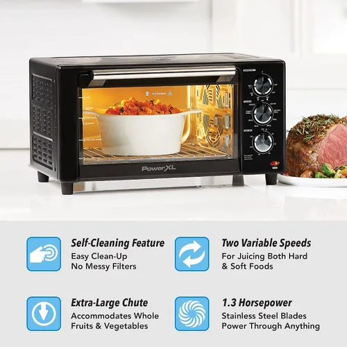 Vista 5 de PowerXL Air Fryer Grill Plus 8 en 1 asado, horneado, parrilla eléctrica para interiores (paquete de accesorios de 5 piezas), color negro