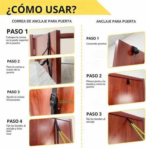 Vista 6 de KANGFITER Correa de anclaje de puerta y bandas de resistencia para entrenar con asas, equipo de entrenamiento de fuerza, bandas de ejercicio