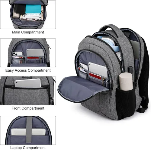 Vista 2 de Mochila de viaje para laptop para hombres y mujeres, mochilas escolares para adolescentes y niñas, mochila resistente al agua para laptop de 15.6