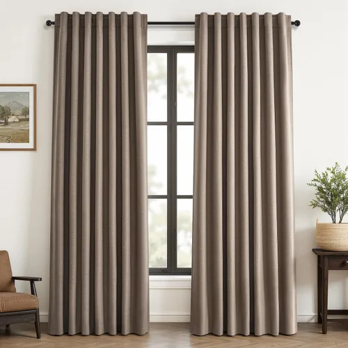 Vista 46 de Topfinel Cortinas opacas, blanco beige, 2 paneles, ventanas pequeñas, textura, mezcla de lino, bohemia, abedul, rural, gancho, bolsillo trasero