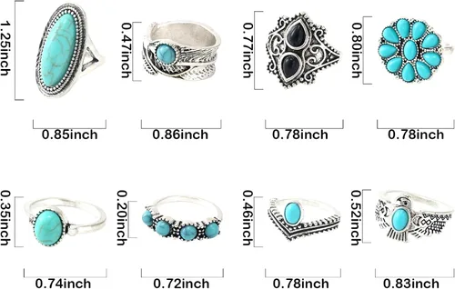 Vista 6 de Juego de 101228 piezas de joyería occidental de plata turquesa para mujer, collar de gargantilla largo con colgante de turquesa, pulsera turquesa
