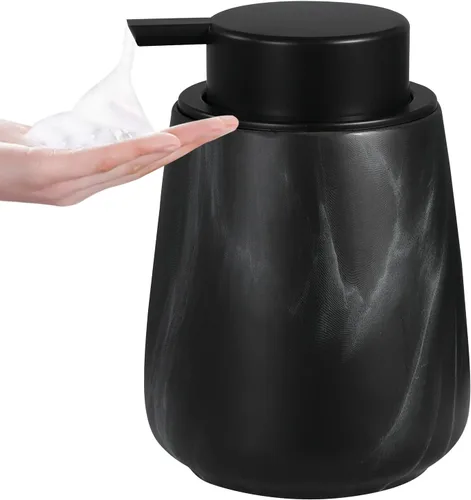 Vista 21 de Dispensador de jabón de manos de espuma de 12 onzas, dispensador de jabón espumoso negro para baño con bomba fácil de presionar, dispensador