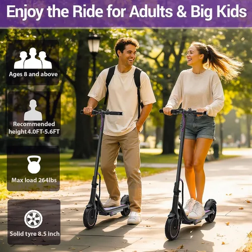 Vista 2 de Aovowheel Scooter eléctrico para adultos, plegable E Scooter Conmuting Púrpura-negro