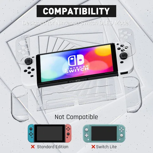 Vista 4 de Versión mejorada Funda transparente acoplable para Nintendo Switch OLED 2021, funda protectora FANPL para Switch OLED y controlador Joy Con, fuerte