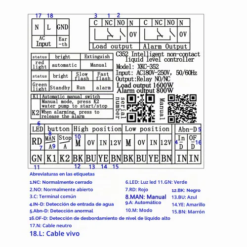 Vista 7 de Controlador automático de nivel de agua Controlador automático de bomba de agua para tanque aéreo con dos sensores de nivel de líquido sin contacto