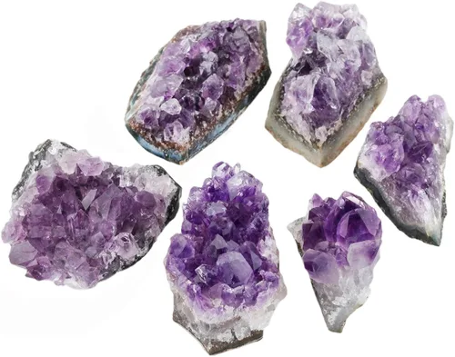 Vista 24 de SUNYIK - Racimo de amatista natural, piedra preciosa en bruto curativa con puntas de cristales, drusa de cuarzo, geoda de mineral, esfera