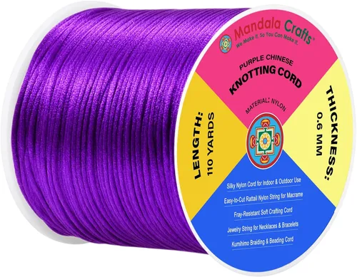 Vista 76 de Mandala Crafts Cordón de satén de cola de rattail de 0.02 in para nudos
